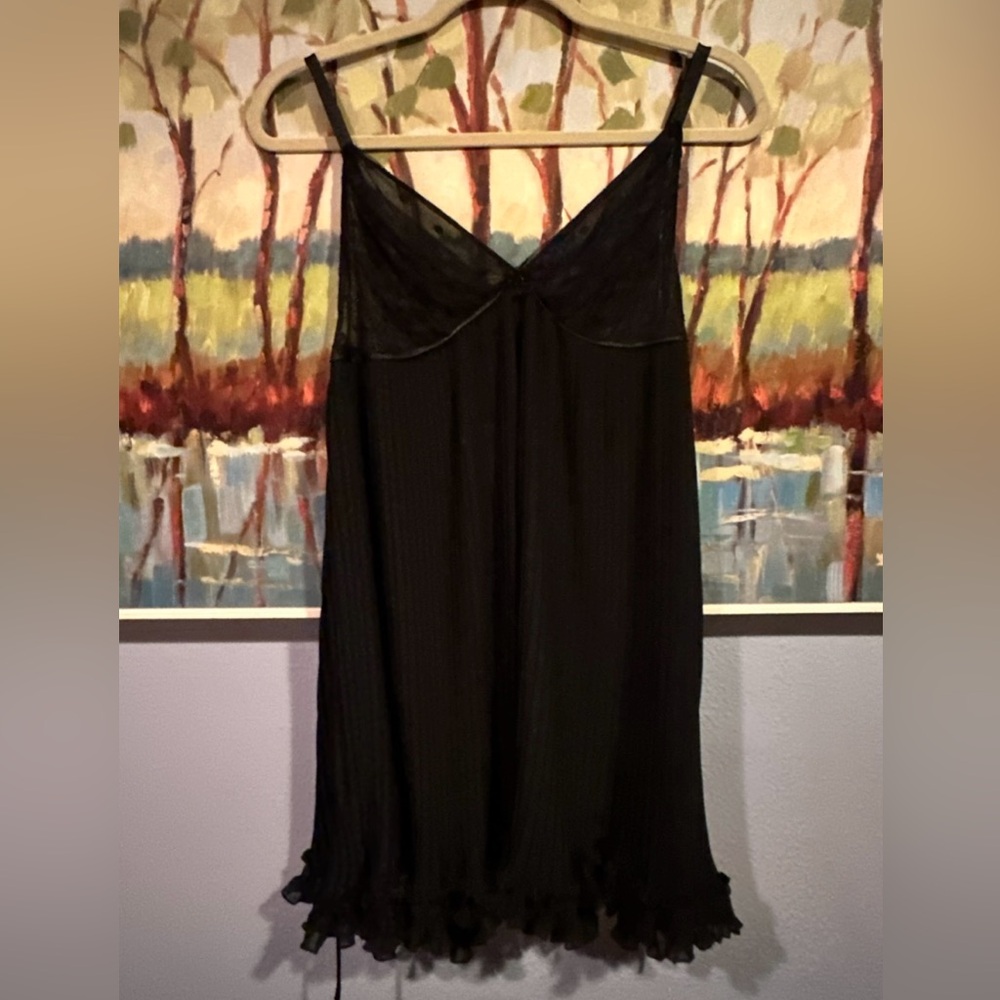Oscar de La Renta Pink Label  M Black Sheer Elegant Slip or Night Dollbaby Dress